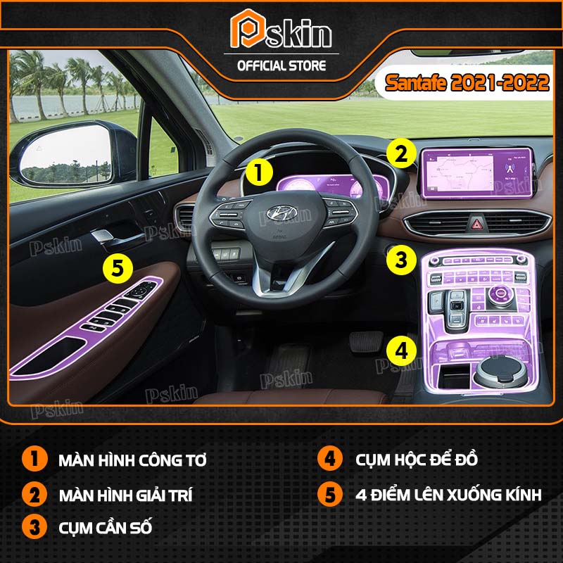 Dán PPF bảo vệ nội thất ô tô Hyundai Satanfe 2019-2023 chống xước TỐT NHẤT Pskin giá rẻ