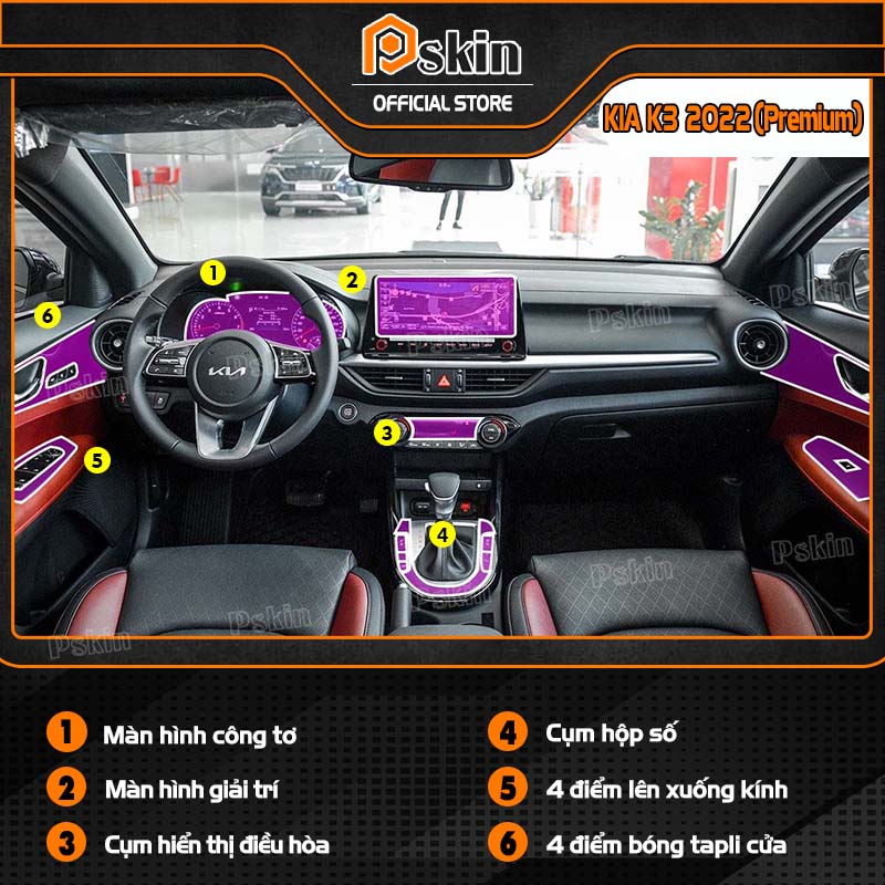 Dán PPF bảo vệ nội thất ô tô Kia K3 2021 - 2023 chống xước tự phục hồi tốt nhất Pskin
