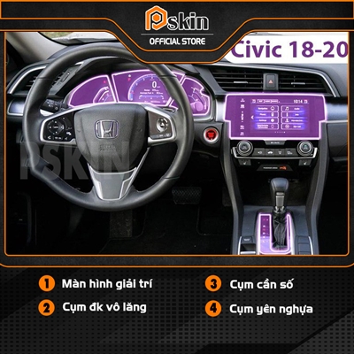 Dán PPF nội thất ô tô Honda Civic 2018-2023 bảo vệ chống xước Pskin tốt nhất giá rẻ