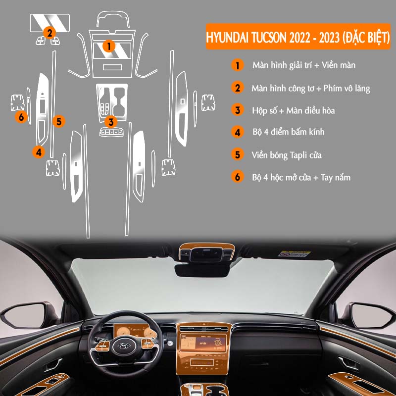 Dán PPF nội thất ô tô Hyundai Tucson 2014-2023 bảo vệ chống xước tốt nhất Pskin chính hãng