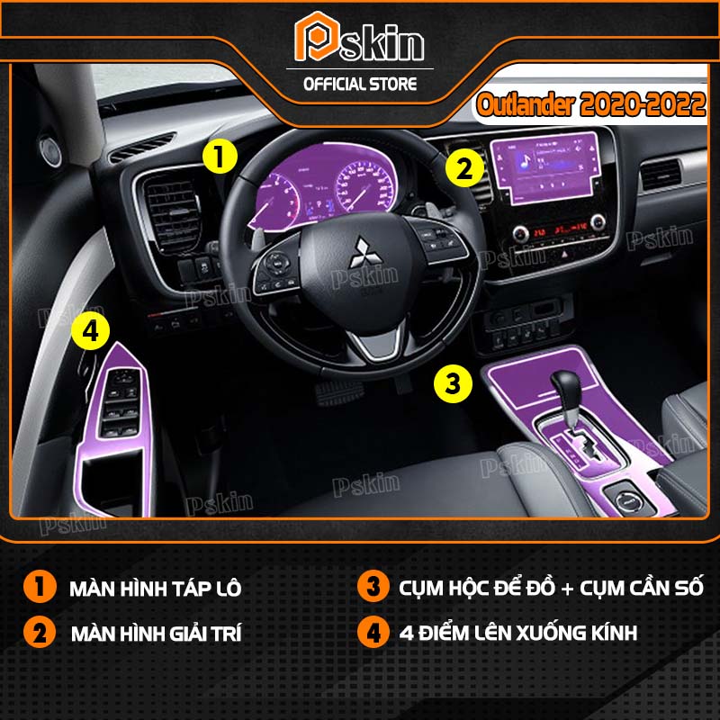 Dán PPF nội thất ô tô Mitsubishi Outlander 2020-2023 chống xước bảo vệ tốt nhất Pskin