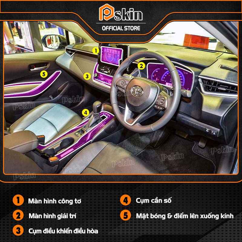 Dán PPF nội thất ô tô Toyota Altis 2022-2023 chống xước bảo vệ số 1 Pskin chính hãng